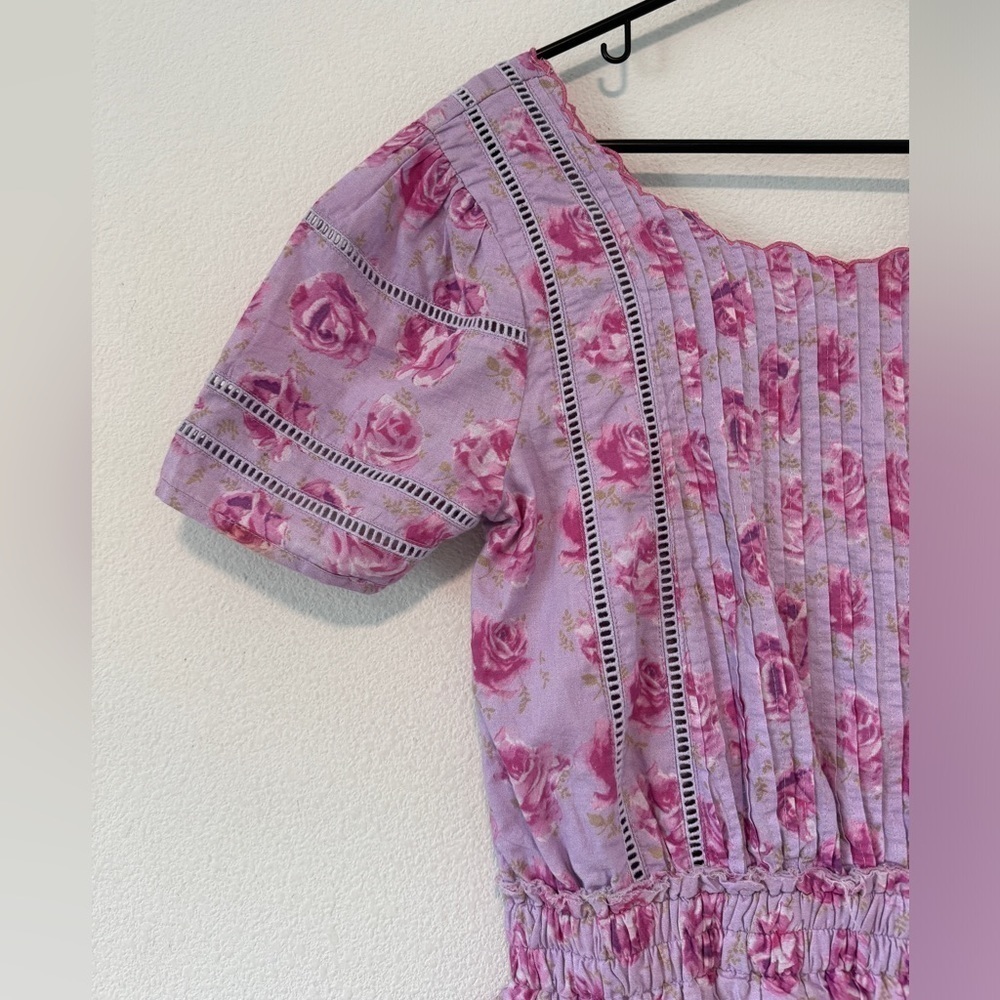 NWT LoveShackFancy Mavis Lilac Fusion Purple Rose Floral Mini Tiered Dress Small - Picture 6 of 16